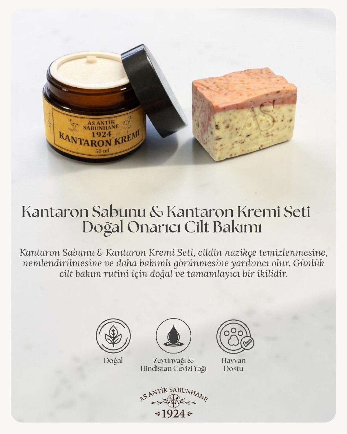 Kantaron Sabunu & Kantaron Kremi Seti – Doğal Onarıcı Cilt Bakımı