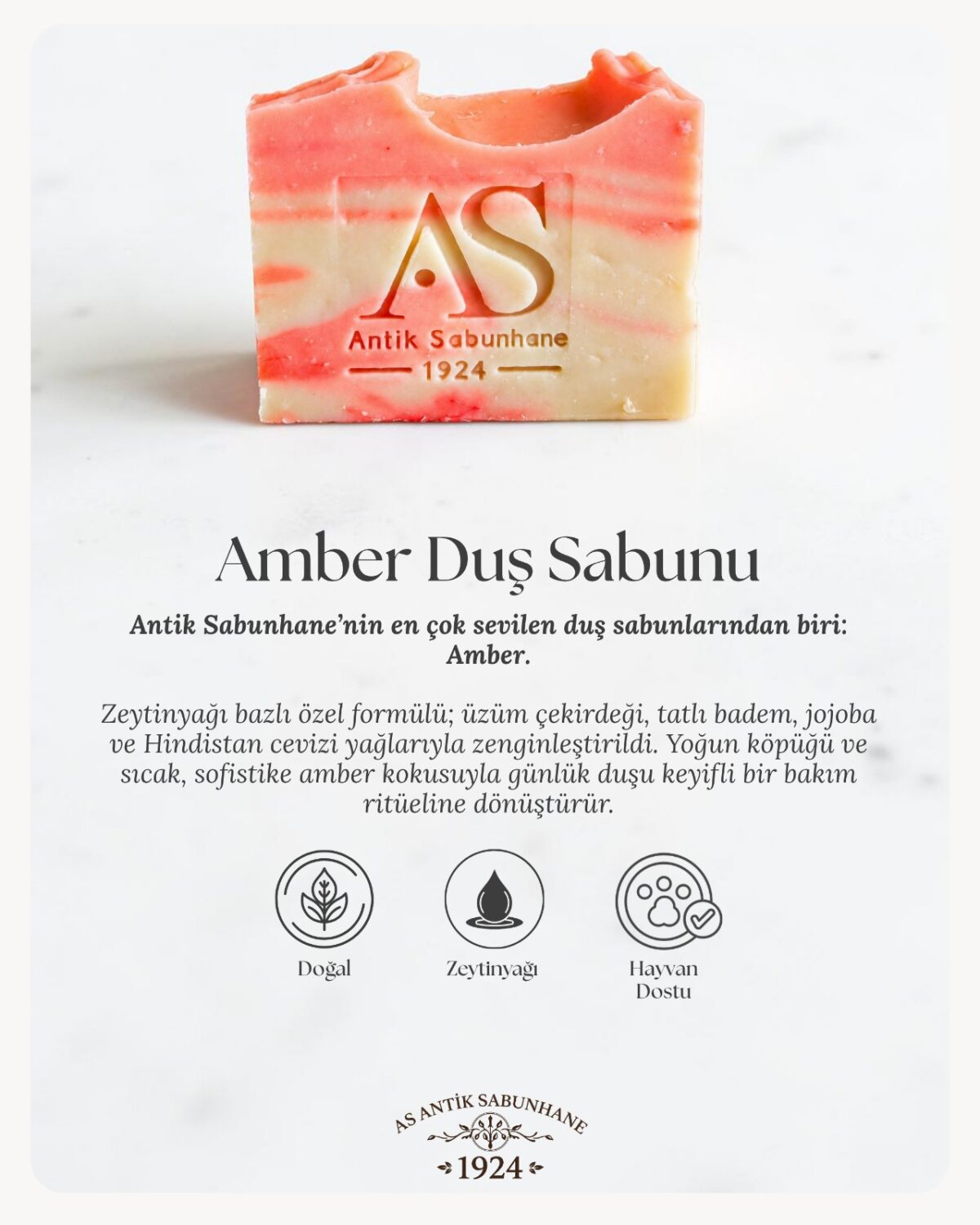 Amber Duş Sabunu – Zeytinyağlı &amp; Değerli Yağlarla | 125 g — görsel 3